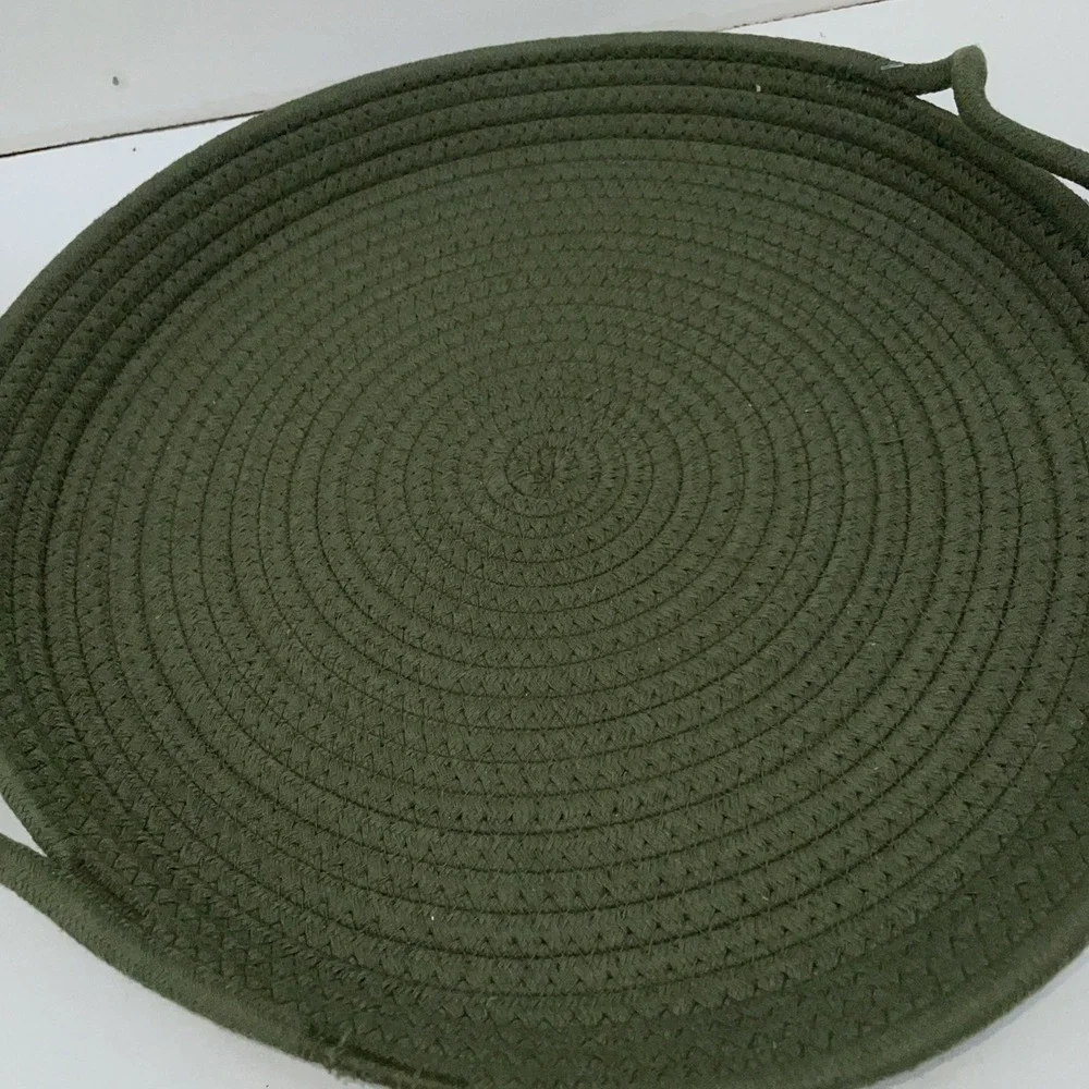 Woven Rope Tray 1 Large Cream 1 Large Green Boho Minimalist 15 Inch Double Hand